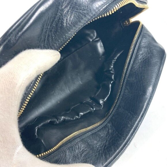CHANEL vintage Bicolole Clutch Bag Makeup Pouch Cosmetics Pouch Leather Black - Picture 13 of 13